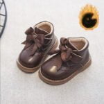 Baby girl leather boots with bow-knot - Brown-Fabulous Bargains Galore