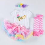 Baby girl 1st birthday outfit - White and Pink-Fabulous Bargains Galore