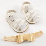 Baby girl gladiator sandals and headband - White-Fabulous Bargains Galore