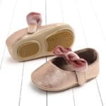 Baby girls shoes with velvet tie bow - Gold-Fabulous Bargains Galore