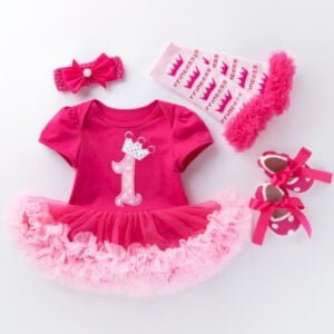 1st birthday dress for baby girl - White and Pink Heart-Fabulous Bargains Galore