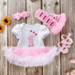 1st birthday dress for baby girl - White and pink cupcake-Fabulous Bargains Galore
