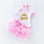First birthday outfit girls - White and Pink-Fabulous Bargains Galore