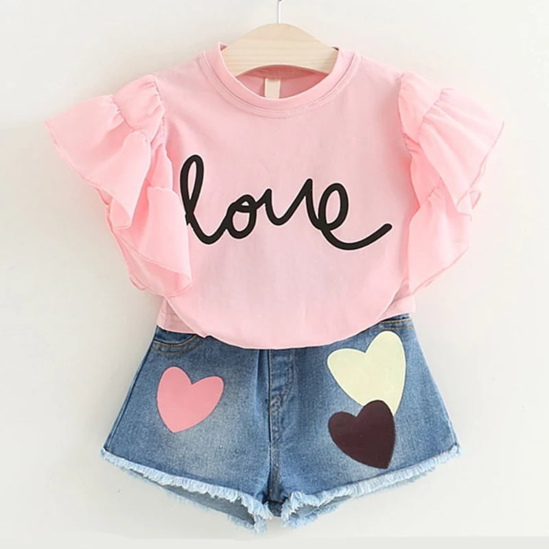 2 piece outfits for little girls - Pink