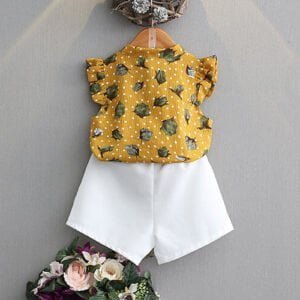2 piece summer outfits for girls - Yellow1