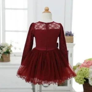 2 year old party dress for girls - Dark Red