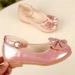 Low heeled girl's party shoes with bow-knot - Gold-Fabulous Bargains Galore