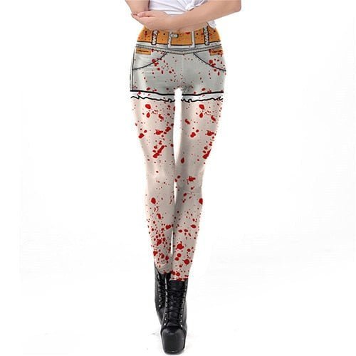 White blood splatter leggings-Fabulous Bargains Galore