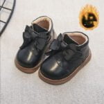 Baby girl leather boots with bow-knot - Black-Fabulous Bargains Galore