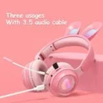 Foldable rabbit ear headset - White and pink-Fabulous Bargains Galore