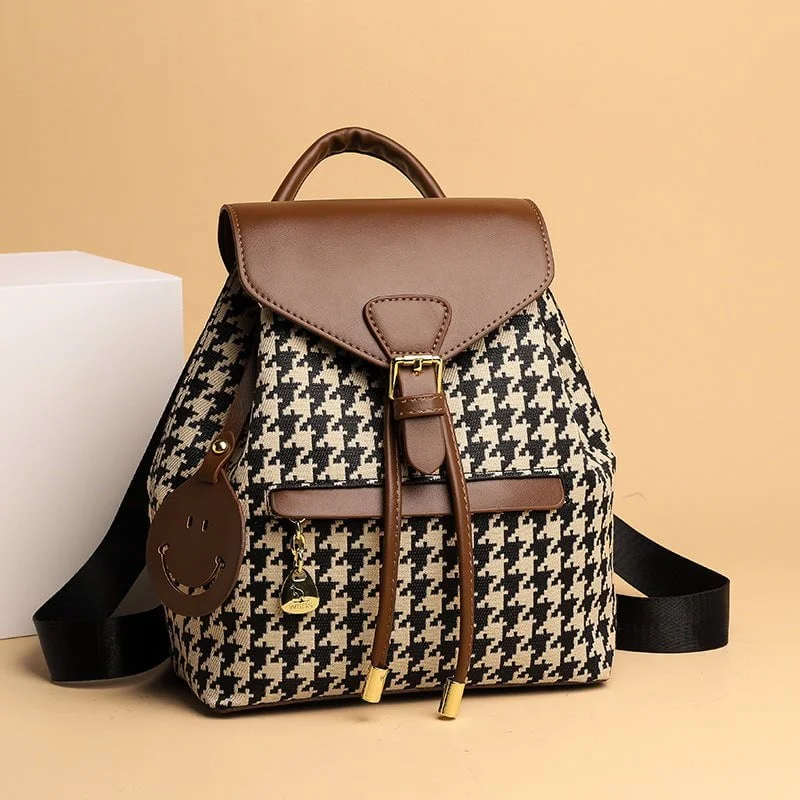 Canvas leather mini backpack - Brown-Fabulous Bargains Galore