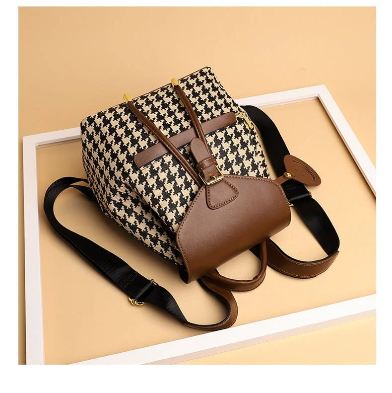 Canvas leather mini backpack - Brown-Fabulous Bargains Galore