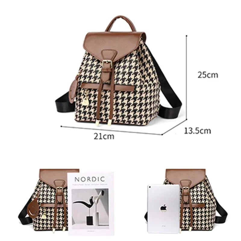Canvas leather mini backpack - Brown-Fabulous Bargains Galore