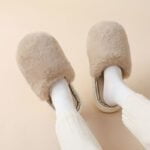 Women's faux fur slider slippers - Grey-Fabulous Bargains Galore