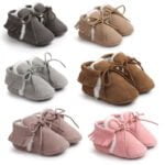 Baby shoes girl suede moccasins - Dark Pink-Fabulous Bargains Galore