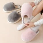 Women's faux fur slider slippers - Grey-Fabulous Bargains Galore