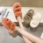 Open toe fur slippers - Orange-Fabulous Bargains Galore