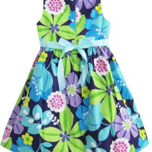 A-line floral girls summer dress (1)