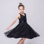 A-line lace flower girl dresses-black (2)