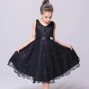 A-line lace flower girl dresses-black (7)
