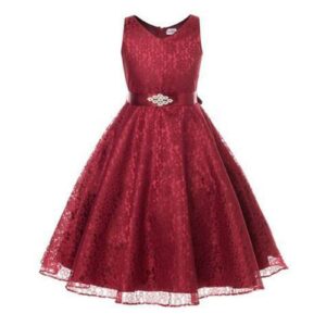 A-line lace flower girl dresses-dark-red (3)
