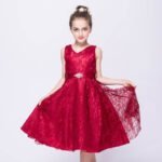 A-line lace flower girl dresses-dark-red (4)