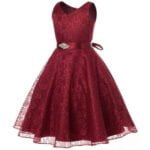 A-line lace flower girl dresses-dark-red (5)