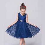 A-line lace flower girl dresses-navy-blue (3)