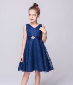 A-line lace flower girl dresses-navy-blue (4)