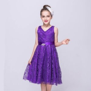 A-line lace flower girl dresses-purple (1)