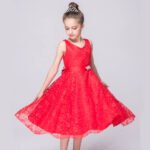 A-line lace flower girl dresses-red (1)