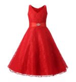 A-line lace flower girl dresses-red (2)