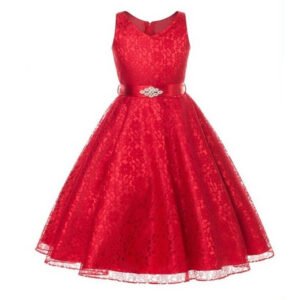 A-line lace flower girl dresses-red (3)