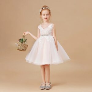 A-line white lace flower girl dress (4)