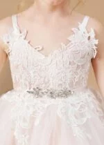 A-line white lace flower girl dress (5)