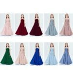 A-line princess floor length flower girl dress - Slate Blue-Fabulous Bargains Galore