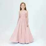 A-line princess floor length flower girl dress - Burgundy-Fabulous Bargains Galore