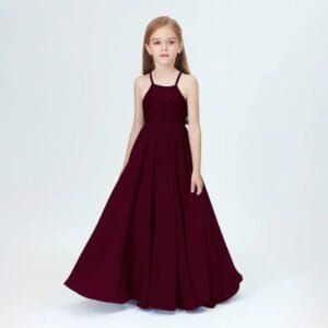 A-line princess floor length flower girl dress - Cabernet-Fabulous Bargains Galore