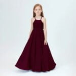 A-line princess floor length flower girl dress - Slate Blue-Fabulous Bargains Galore