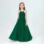 A-line princess floor length flower girl dress - Hunter Green-Fabulous Bargains Galore