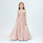 A-line princess floor length flower girl dress - Dusty Pink-Fabulous Bargains Galore
