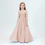 A-line princess floor length flower girl dress - Hunter Green-Fabulous Bargains Galore