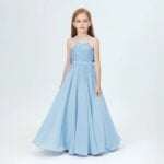 A-line princess floor length flower girl dress - Pearl Pink-Fabulous Bargains Galore