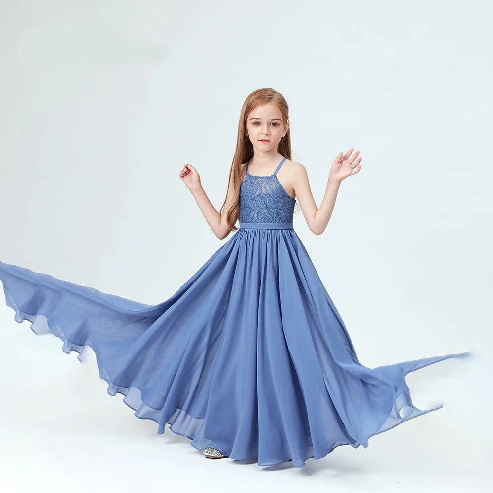 a line princess floor length flower girl dress