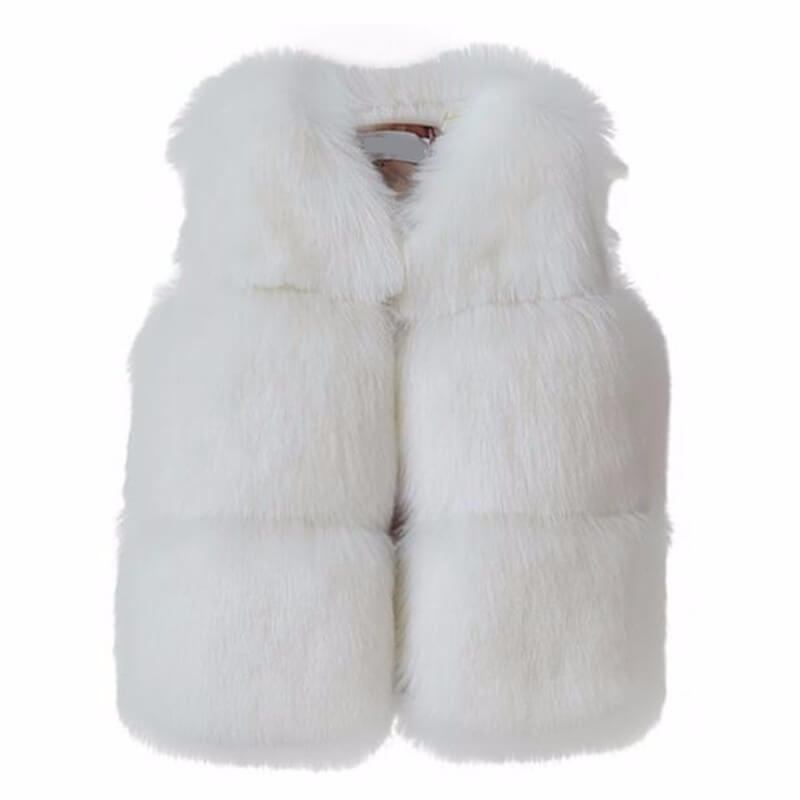 Baby faux fur vest for girls-white