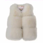 Baby faux fur vest for girls-beige