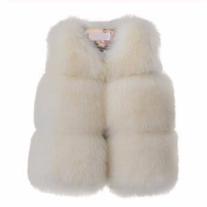 Baby faux fur vest for girls-beige