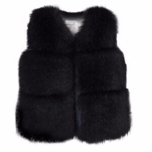 Baby faux fur vest for girls-black