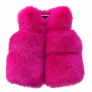Baby faux fur vest for girls-dark-pink