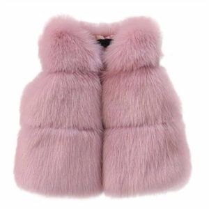 Baby faux fur vest for girls-dusty-pink